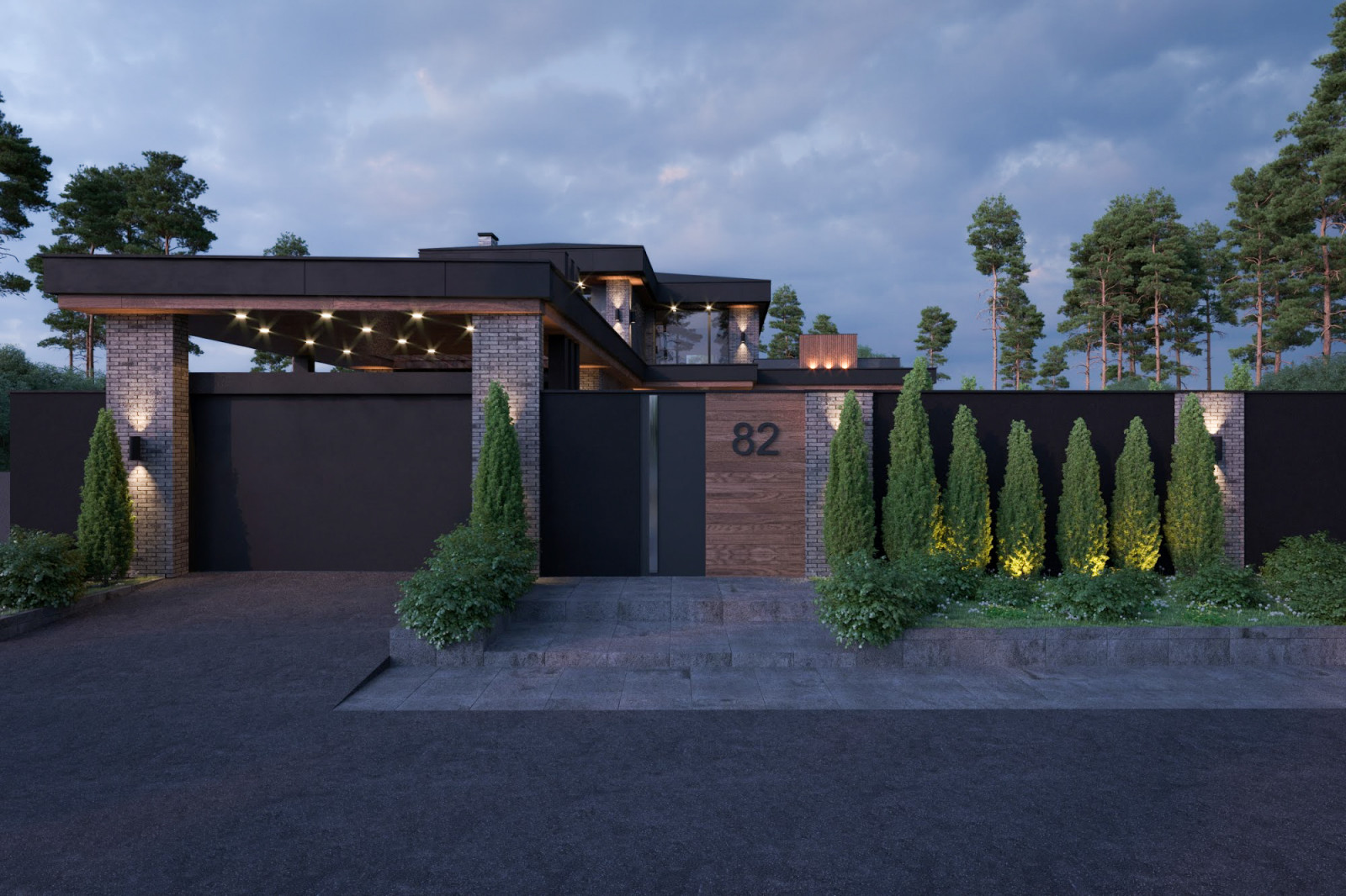 Городская вилла в темных тонах