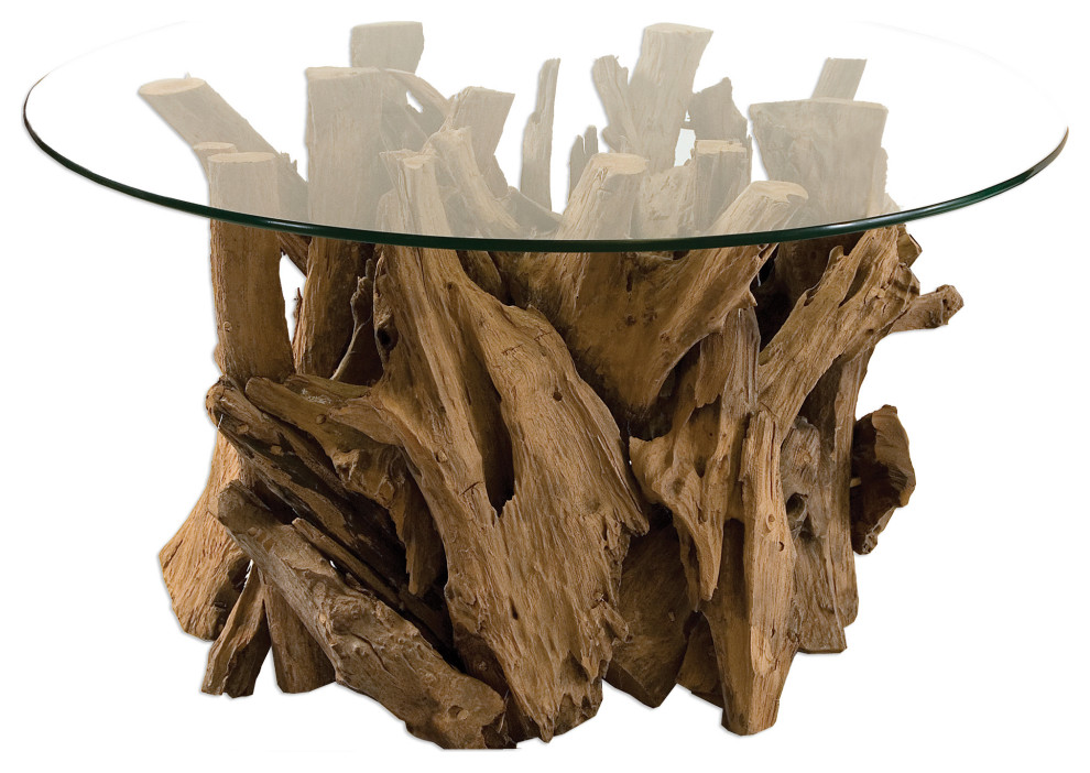 Uttermost Driftwood Glass Top Cocktail Table
