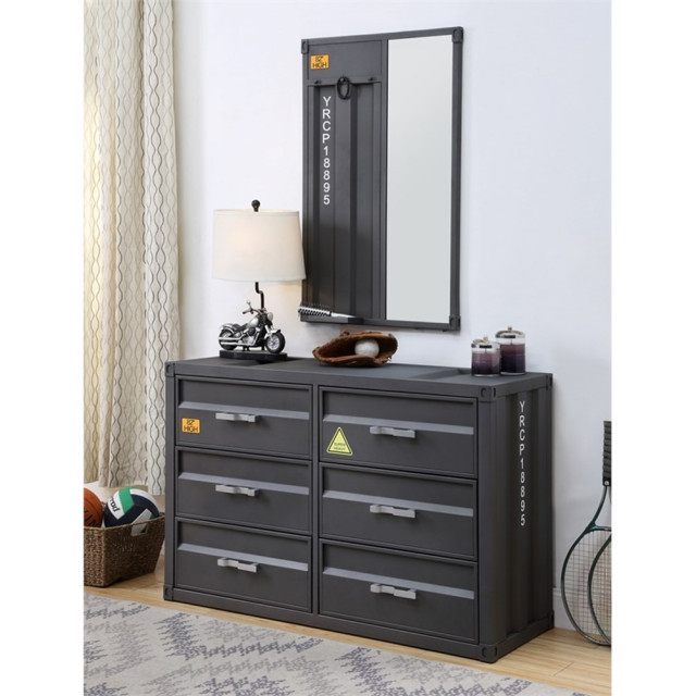 Bowery Hill Cargo Container Style Rectangular 6-Drawer Dresser in ...