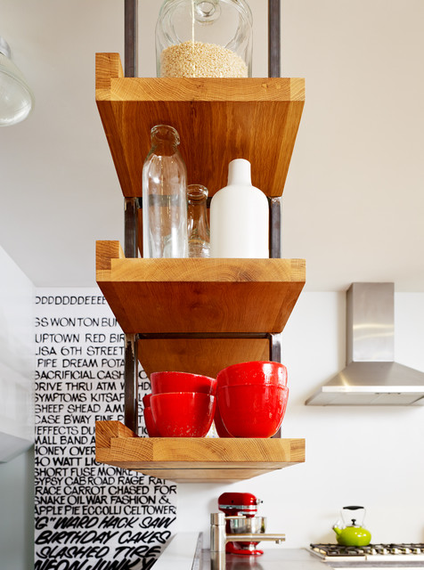 Suspended Open Shelves Williamsburg Renovation Modern