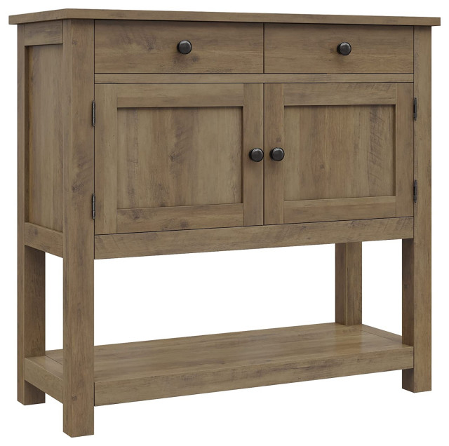Farmhouse Console Table with 2-Door Cabinet & 2 Drawers - Industrial ...