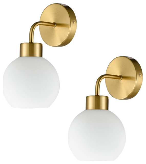 Gold Mid Century Modern Wall Light, Set of 2 Contemporary Bathroom
