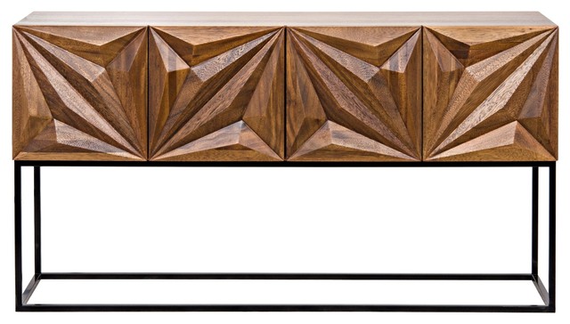 60 Long Console Table Solid Black Iron Frame Walnut Wood Cabinet Hand Carved Industrial Console Tables By Noble Origins Home