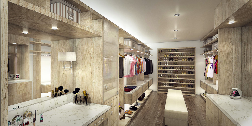 Design ideas for a contemporary storage and wardrobe in Houston.