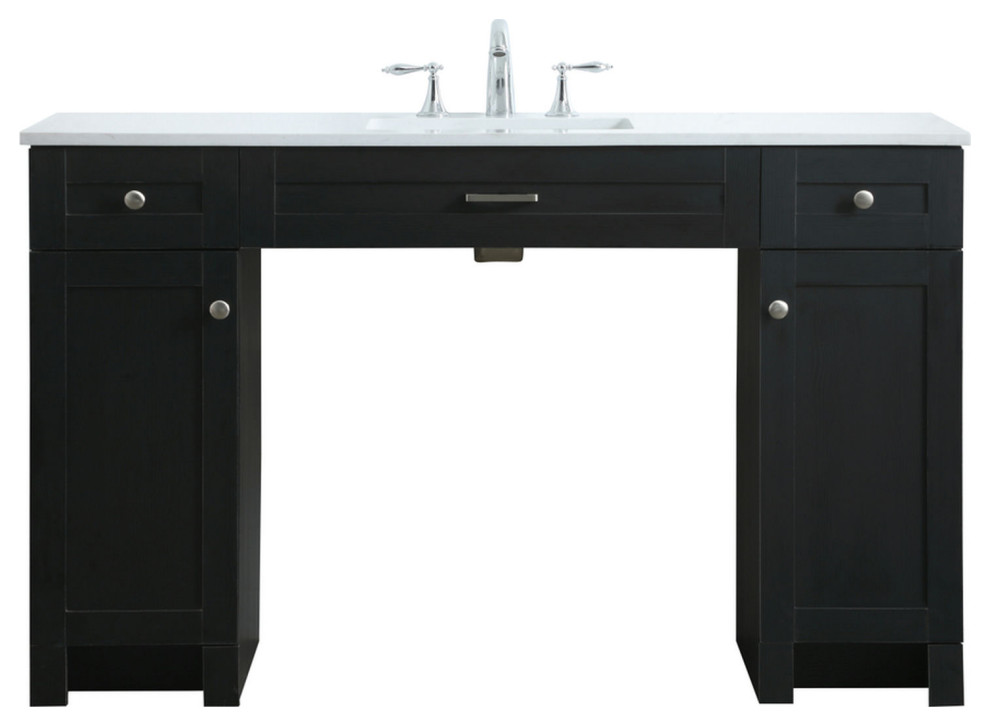 54" ADA Compliant Bathroom Vanity, Black Transitional Bathroom
