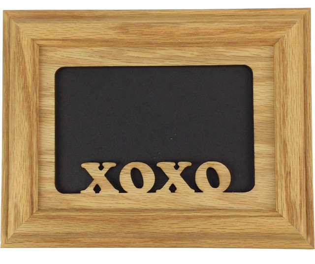 XOXO Hugs and Kisses Oak Picture Frame, 5"x7" Transitional Picture