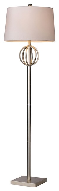 ELK D1495 Donora Floor Lamp In Silver Leaf with Milano Off White Shade