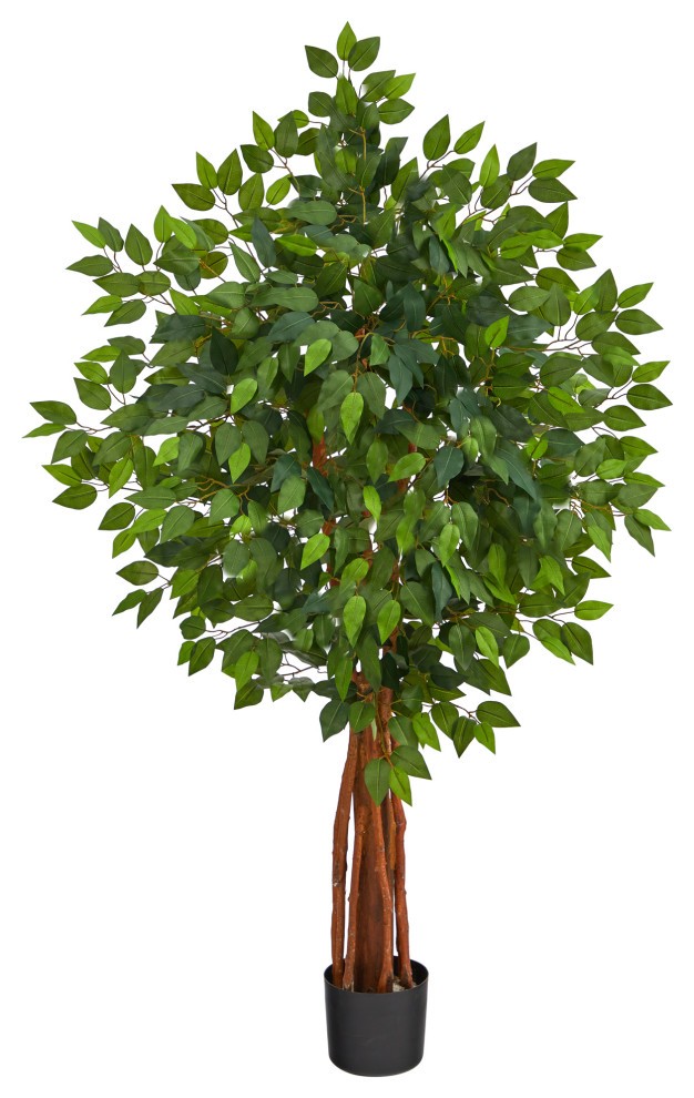 4.5' Super Deluxe Ficus Artificial Tree With Natural Trunk Modern