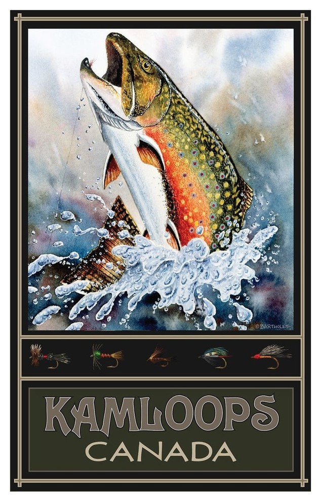 by Artist Dave Bartholet Brook Trout Kamloops British Art Print, 12"x18