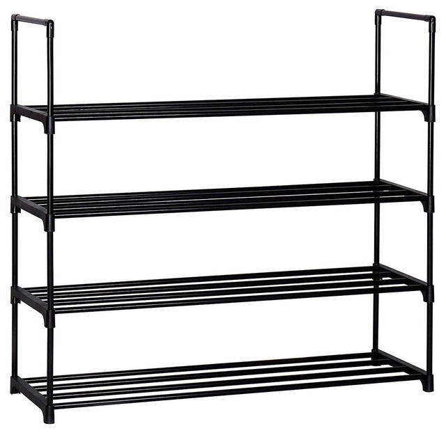 Stackable Shoe Rack Metal Frame And 4 Open Shelf Simple Modern