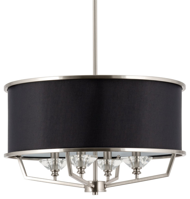 Kira Home Campbell 20 Drum Chandelier, Drum Chandelier With Black Shade