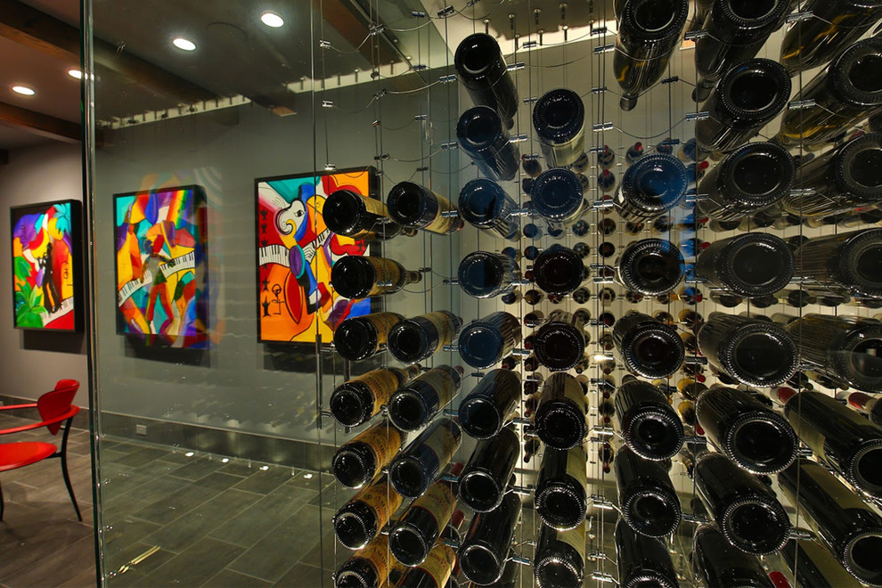 Inspiration for a contemporary wine cellar in Dallas.