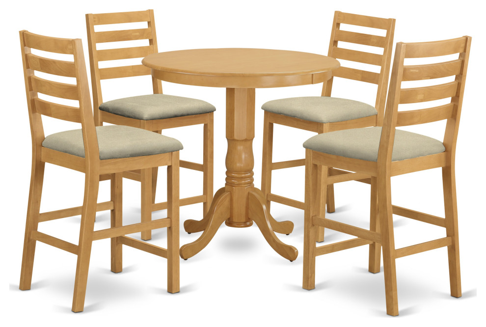 East West Furniture Jackson Wood 5Pc Counter Height Dining Set JACF5OAKC Traditional