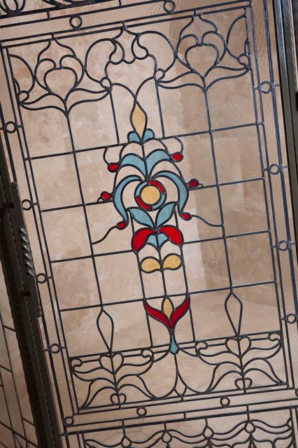 Stained Glass Shower Door Traditional Bathroom Dallas