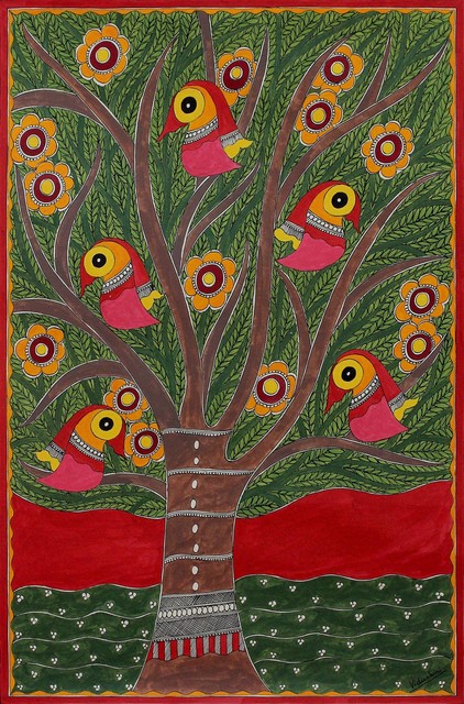 Novica Tree of Life II Madhubani Painting