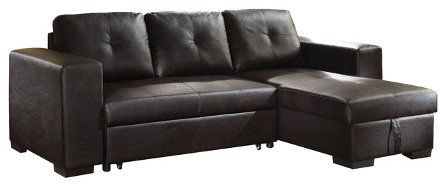 Acme Lloyd Sectional Sofa With Sleeper, Sleeper Sectional Sofa Faux Leather