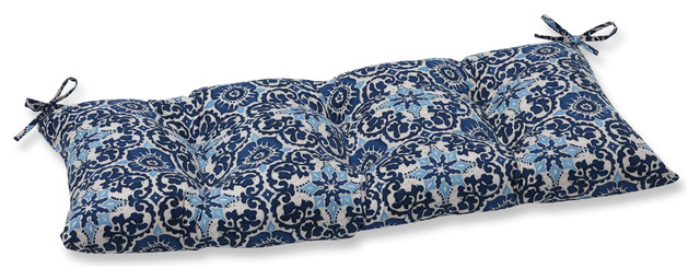 Woodblock Prism Blue Wrought Iron Loveseat Cushion