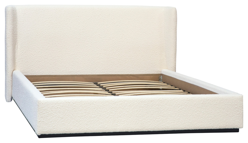 Cream Boucle Upholstered King Bed Contemporary Platform Beds by Design Mix Furniture Houzz