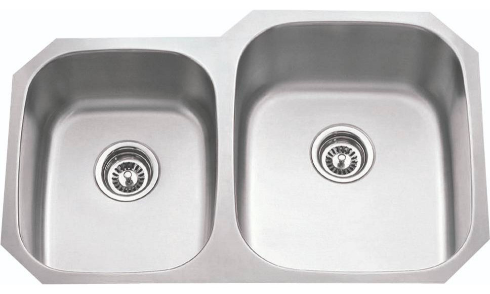 Stainless Steel (18 Gauge) Kitchen Sink w/ Two Unequal Bowls