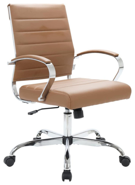 LeisureMod Benmar Leather Office Chair Brown