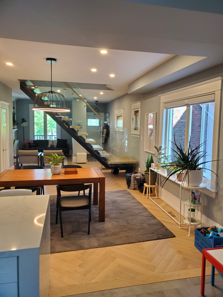 Inspiration for a transitional staircase remodel in Toronto