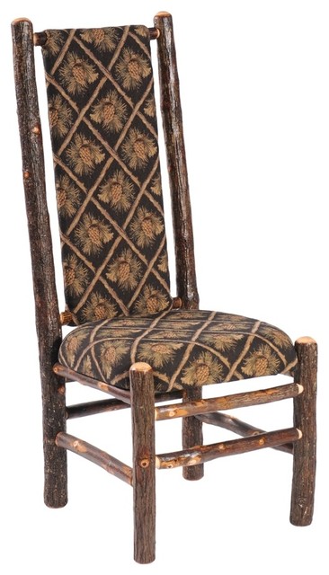 Hickory Upholstered High Back Log Side Chair (Tiger Eye)