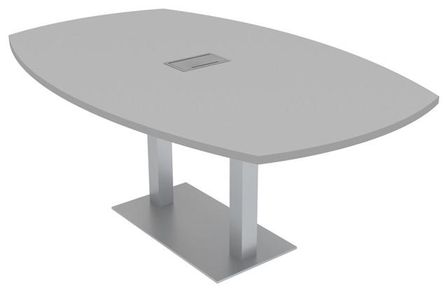 7 Foot Arc Boat Conference Table With Square Metal Base Power And Data ...