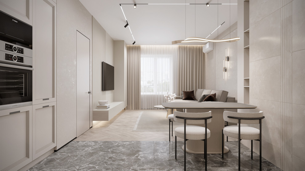 3к студия монохромный интерьер в стиле Современной классики b