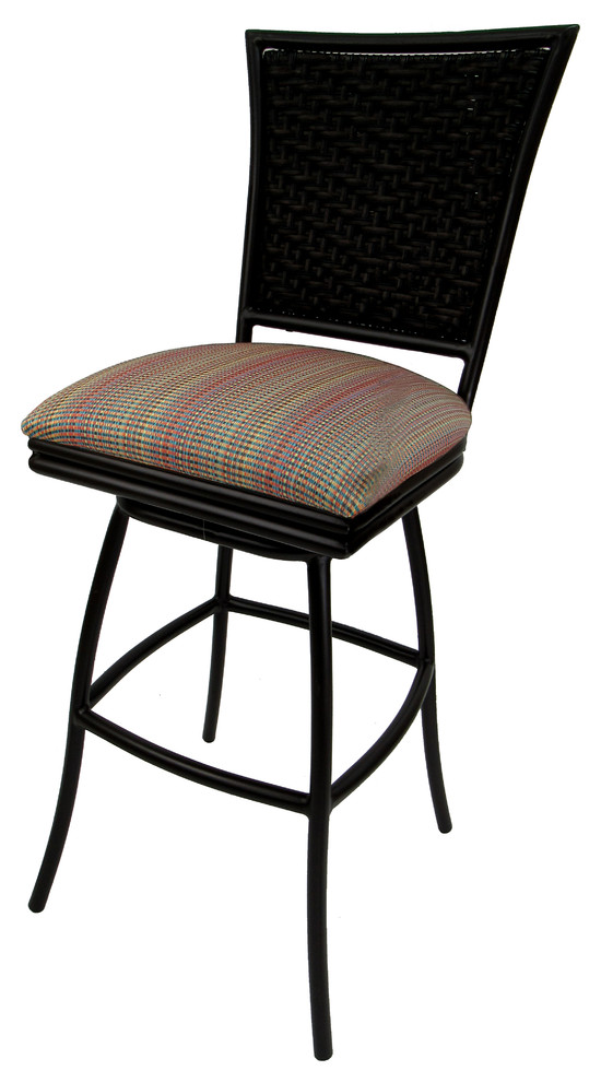 Outdoor Patio Extra Tall Spectator Swivel Armless Bar Stool, Erin, 35" Tropical Outdoor Bar