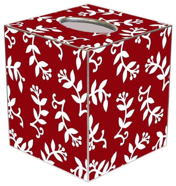red tissue box holder