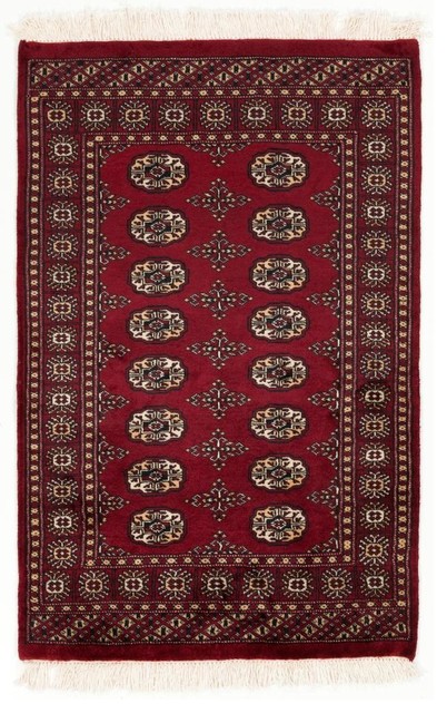 Traditional Pakistan Bokhara Rug With Borders Red 3.08x4.83
