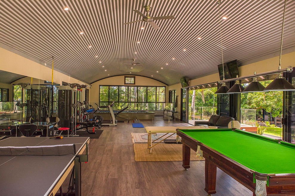 Inspiration for a large tropical multipurpose gym in Sunshine Coast.
