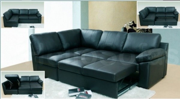 Applause Black Leather Sofa Bed