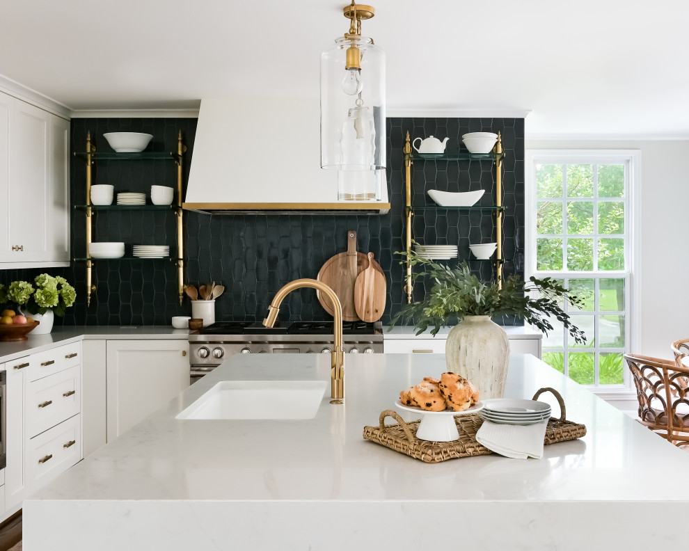 Example of a transitional kitchen design in Houston
