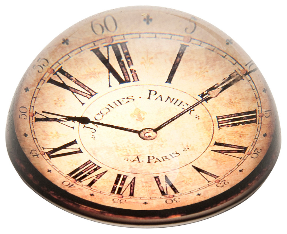 Glass Dome Clock Paper Weight, 3.15x1.75 Traditional Wall Clocks