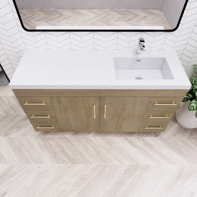 Rosa 60" Freestanding Vanity with Reinforced Acrylic Sinks (Right Side Sink) - Transitional ...