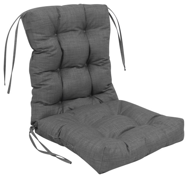 18"x38" Solid Microsuede Tufted Chair Cushion, Cool Gray Transitional