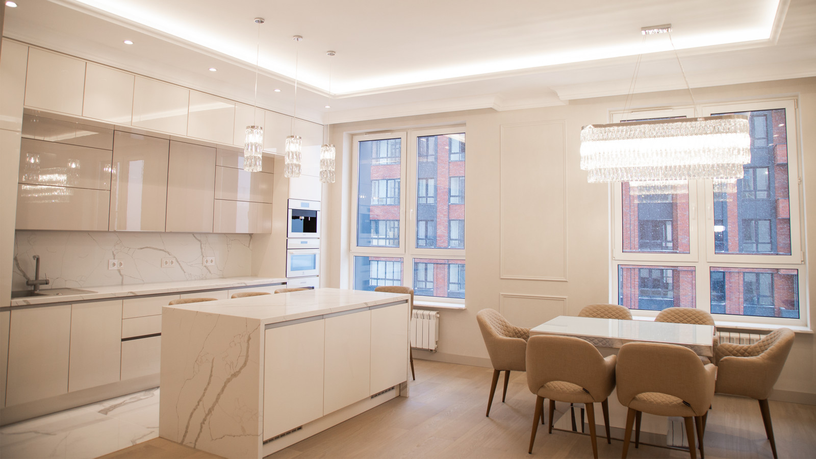 Дизайнерский ремонт кухни-столовой