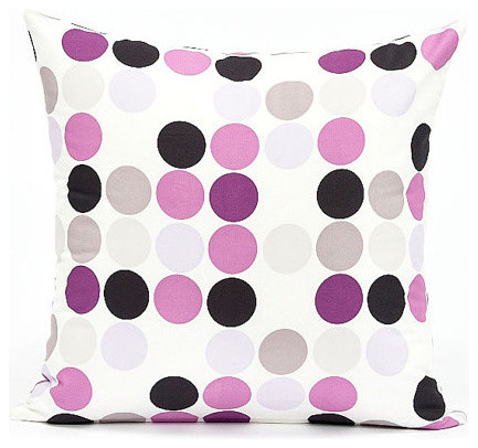 Purple And Lavender Polka Dot Throw Pillow Cover, 12"x20"