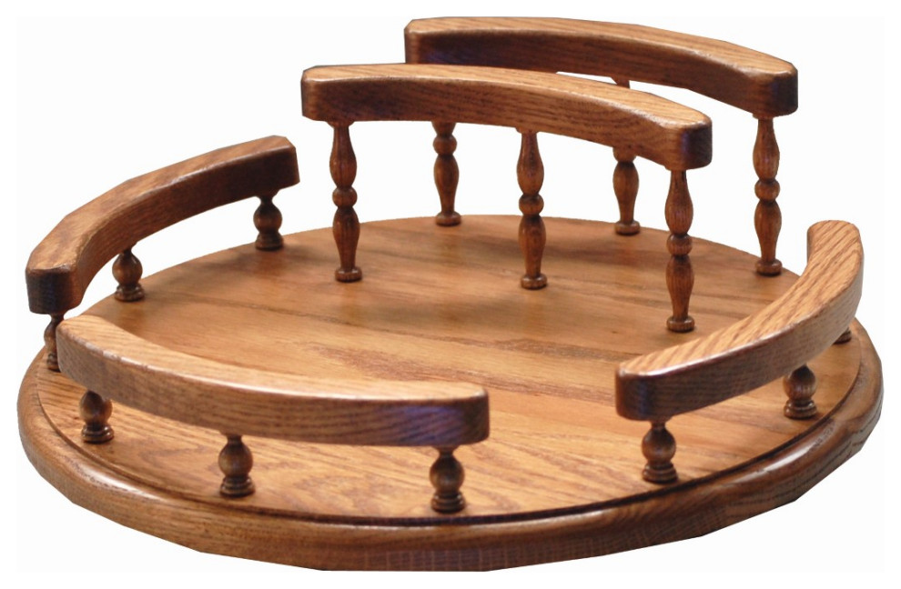 14" Round Tabletop Lazy Susan with Napkin Holder Farmhouse Pantry And Organizers