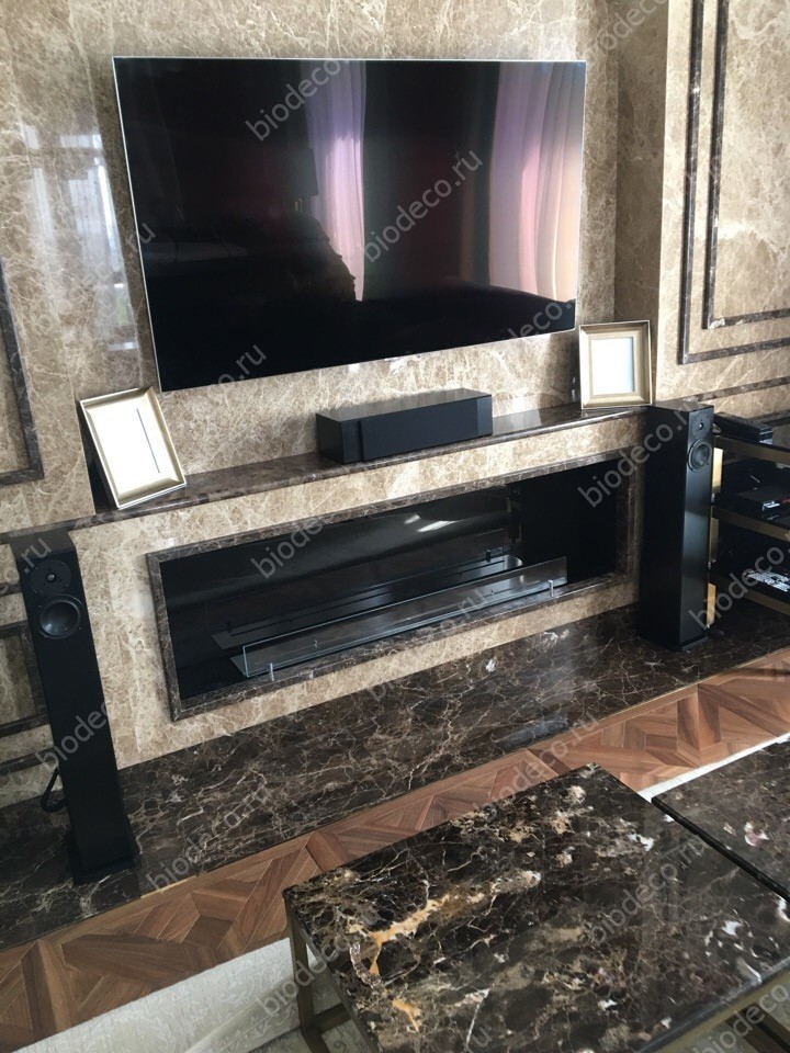 Встраиваемый биокамин с задней стенкой из стемалита