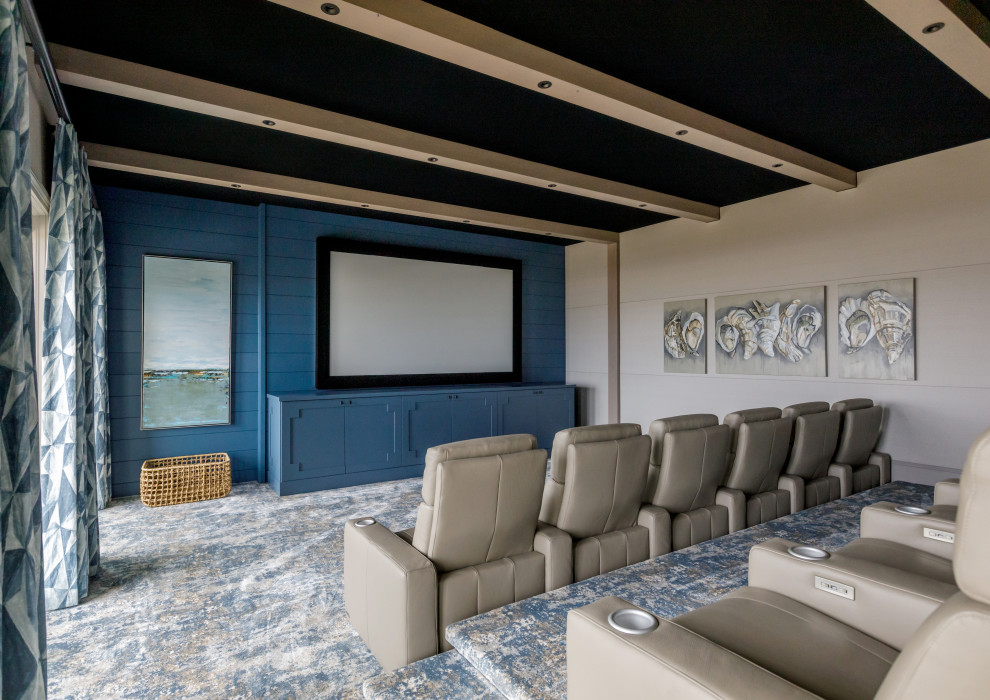 Photo of a beach style home theatre in Jacksonville.