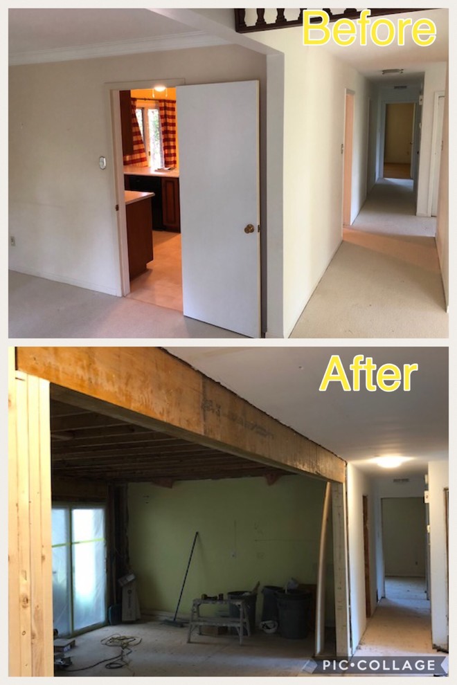 Before & After complete home remodeling with 18 ft long structural wall removal