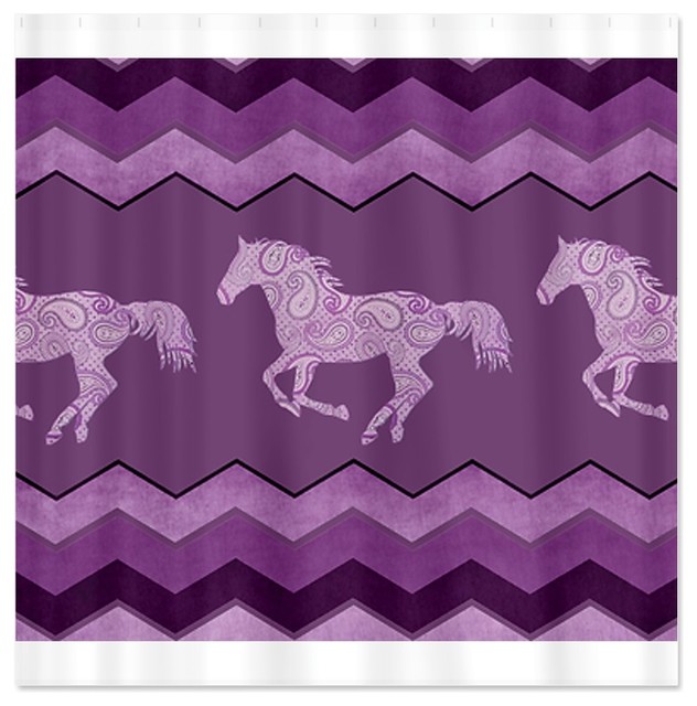 Purple Paisley Horse Shower Curtain by Painting Pony
