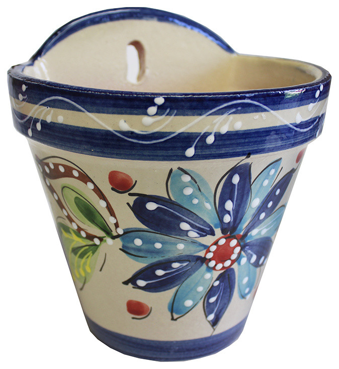 Spanish Hanging Wall Planter 6.5"D - Mediterranean - Outdoor Pots And