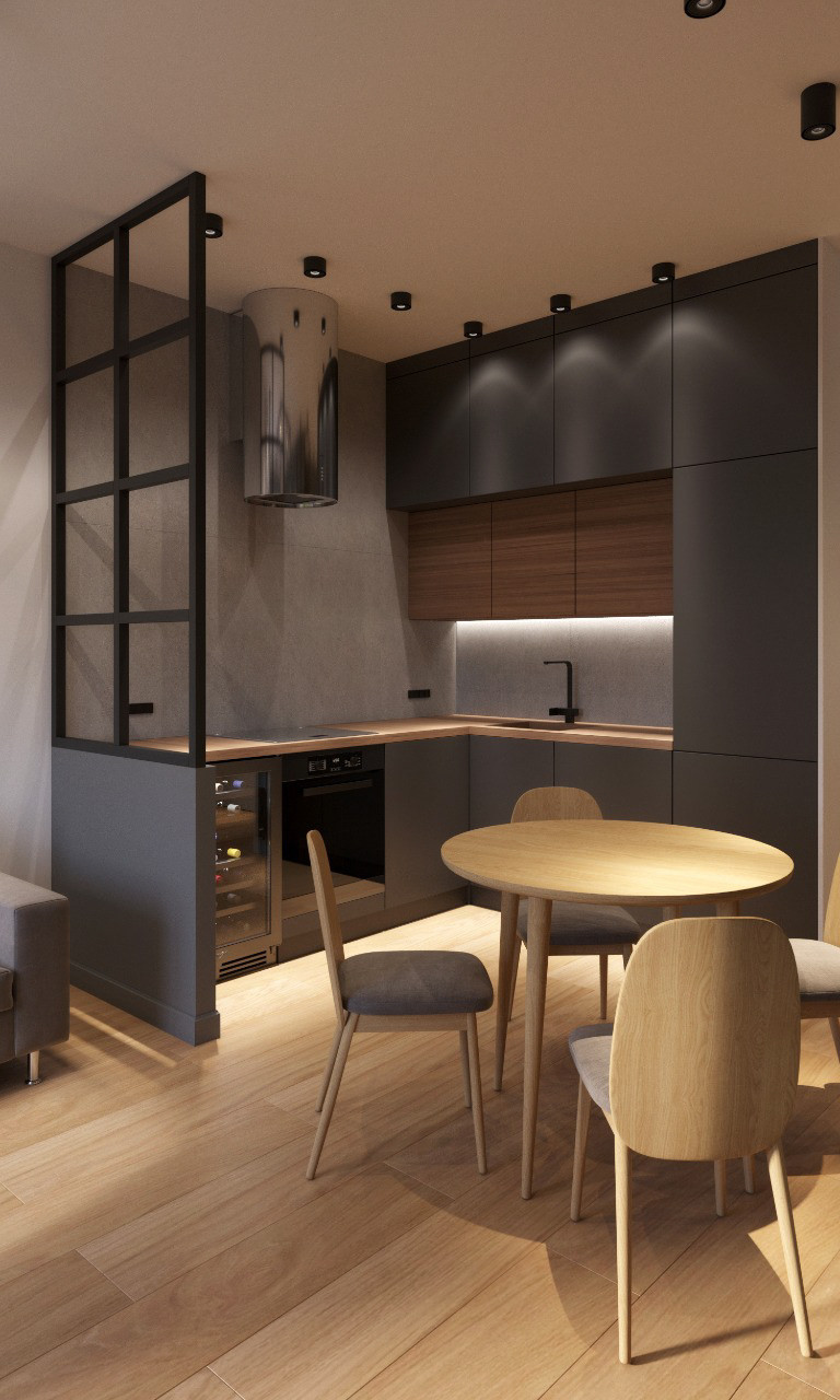 Квартира современном стиле с элементами лофта и легким оттенком минимализма