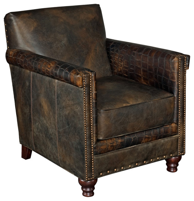 Hooker Furniture Brown Leather Club Chair Transitional Armchairs