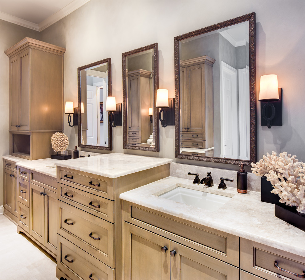 Design ideas for a transitional bathroom in New Orleans.