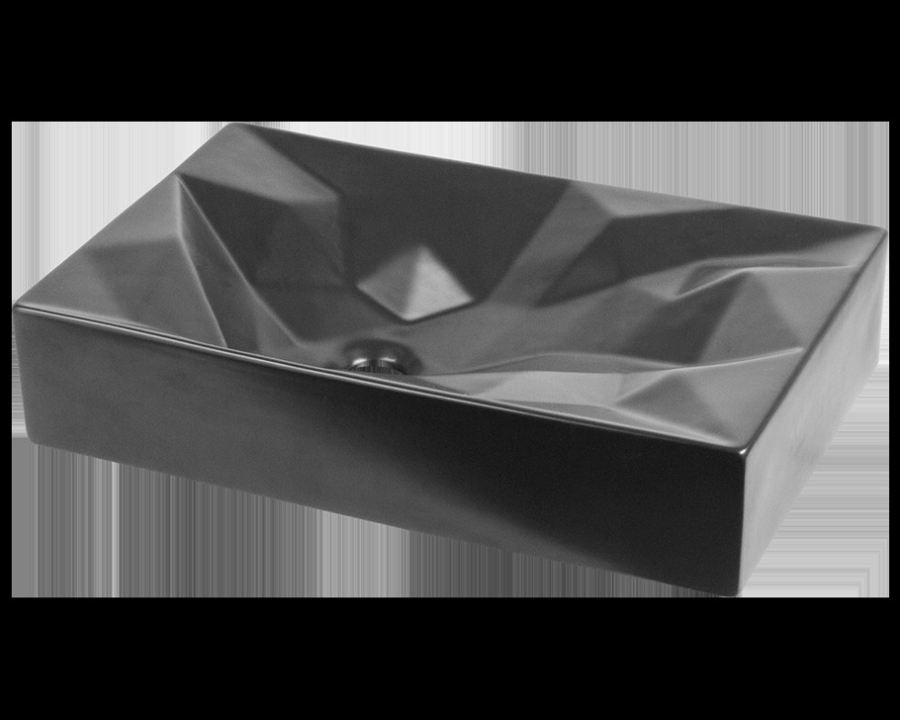 V430 Matte Black Porcelain Vessel Sink Contemporary Bathroom Sinks