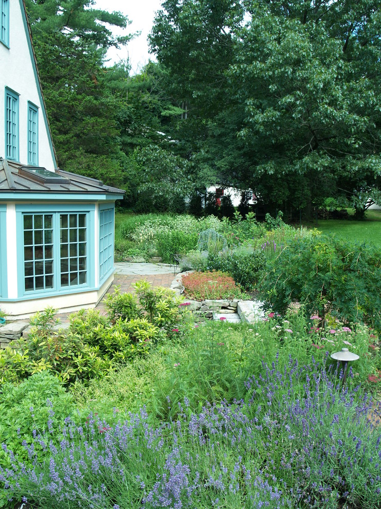 This is an example of a traditional backyard garden in Boston.